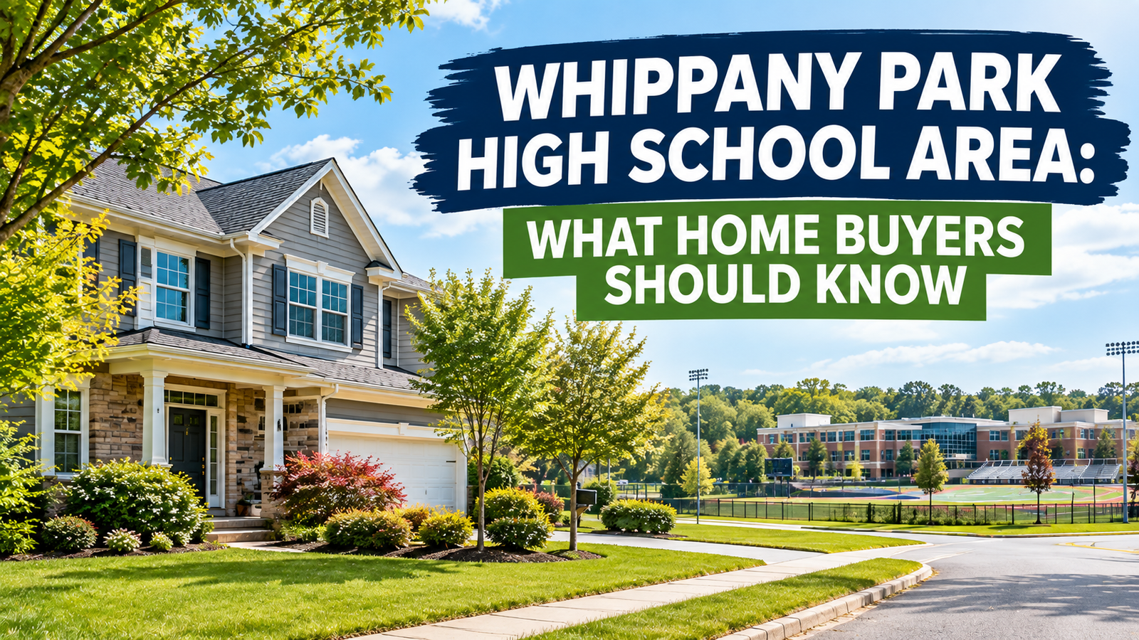 Whippany Park High School area in Hanover Township NJ with a suburban neighborhood and family home.